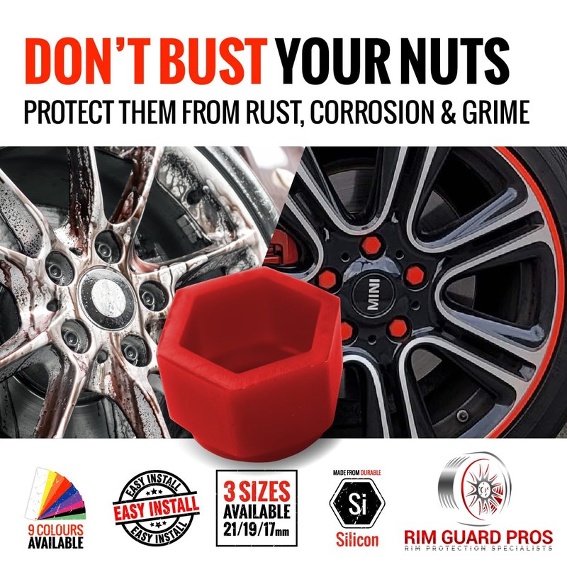 RimSavers Silicon Lug Nut Covers White 17mm | Flexible &