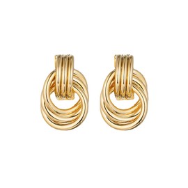 HSAJS Women's Knotted Chunky Gold Earrings Hypoallergenic Statement Stud Earrings Geometric Earrings Birthday Prom Mother's Day Fashion Jewellery Gift, alloys