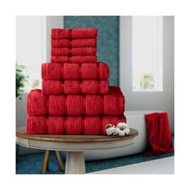 FAIRWAYUK 8-Piece Towels Bale Set for Bathroom, Ultra Soft Premium Quality Water Absorbent Towel Gift Sets, 100% Egyptian Cotton, 4x Face 2x Hand 2x Bath Towels, Red