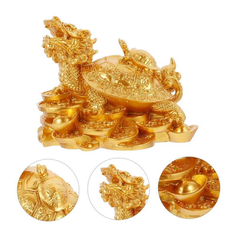 iplusmile 1pc Creative Gold Tortoise Luck Statue Feng Shui Home