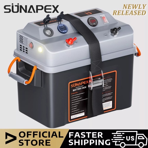 SUNAPEX Smart Battery Box 12V/24V Power Center for Trolling Motor,