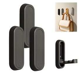 Foldable Wall Hooks Wall Mount,Folding Coat Hooks,Heavy Duty Folding Hooks with Screws,Foldable Plant Hanger for Bathroom,Kitchen,Entryway,Holds Coats,Towels,Backpacks,Hats,Keys (Black)