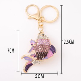 WinGetor Sparkling Elegant Keychain for Women, Charm Premium Cute keyrings Gift with Diamond Beautiful Fish Pendant, Unique Bag Purse Handbag Backpack Key Chain for Fashion Enthusiasts (Purple)