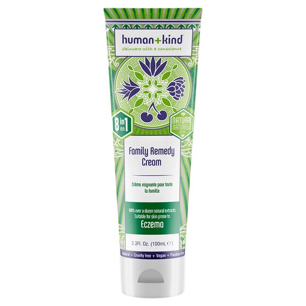 Human+Kind Family Remedy Cream - Smoothing, Healing Body Repair for Burn and Rash Soothing, Itch Relief, and Extremely Dry Skin Hydration - Emollient, Non Greasy Formula - For All Skin Types - 3.3 oz