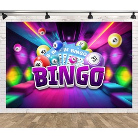 Loccor 5x3ft Fabric Bingo Backdrop Bingo Night Game Time Snooker Cards Contest Winning Ball Party Decorations Gaming Background Photo Studio Props