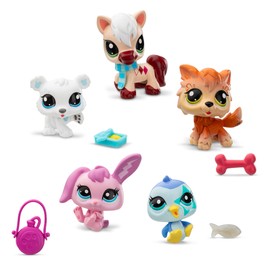 BANDAI - Littlest Pet Shop - Sammler-Set Winterberg-Thema 5 Tiere und Zubehör - Offizielle Lizenz Pet Shop - Spielzeugset mit niedlichen Mini-Tierfiguren - Spielzeug für Kinder ab 4 Jahren - BF00573