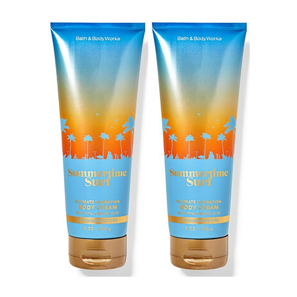 Bath and Body Works Summertime Surf 2 Pack Ultra Shea Body Cream 8 Oz. Gift Set (Summertime Surf)