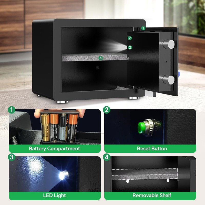 Safe Box with Digital Keypad & Alarm System - Electronic