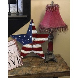 E-view Metal Barn Star Set Patriotic Home Decor Primitive Indoor Outdoor Wall Art 2 Pcs Rustic Hanging Stars Decorations for Walls Fence Porch House July of 4th Decoration (12"-a)
