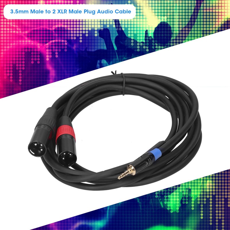 3.5mm Stereo Male to Dual 2 XLR Male Plug Connector