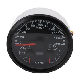 Pyhodi GPS Speedometer Fuel Gauge 200KM / H 3-in-1 Multifunctional Marine Gauge with Red Backlight Voltmeter Odometer Turn Signal for RV Yacht Truck 110mm 4-3/8in (Black Dial Black Bezel CXA091B)