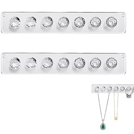 KEWUF Kettenaufhänger, Schmuckaufbewahrung, Kettenhalter, Ketten Aufbewahrung Hängend, Schmuckhalter Wand, Schmuck Organizer für Halsketten, Armbänder (Transparentes Acryl, 2PCS)