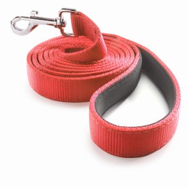 Dutchy Brand Ultra Strong Heavy Duty Red Nylon 6 FT Dog Leash with Padded Comfort Grip Handle - Preferred by Professional Trainers for Everyday Use and Walk/Pull Training
