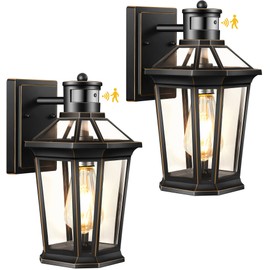 VIANIS Motion Sensor Exterior Light Fixture, 2 Pack Dusk to Dawn Outdoor Light Wall Mount, Anti-Rust Aluminum Outside House Lights,Farmhouse Coach Lantern for Porch, Entryway, Garage, Front Door