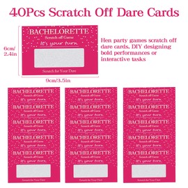 40Pcs Hen Party Games Scratch Off Dare Cards, Hen Night Party Dare Card Game Fun Hen Party Accessories Essential Hen Do Games Cards for Girls Night Out Party