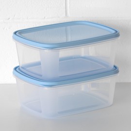 Prodbuy [Pack of 4] Clear 3 Litre Food Storage Containers with Pastel Blue Airtight Lids