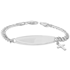 EDS Jewels Trendy 925 Sterling Silver Baby Cross ID Bracelet - 15cm*4mm, 5 Grams WJS25431