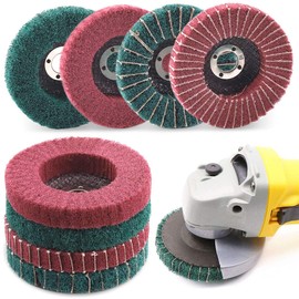 Keadic 8Pcs Nylon Fiber Flap Disc for Bench Grinder, 4 Inch Nylon Fiber Grinding Wheel, 120 180 240 320 Grit Scouring Pad Buffing Wheel Abrasive Sanding Wheels for Polishing Tools(Red & Green)