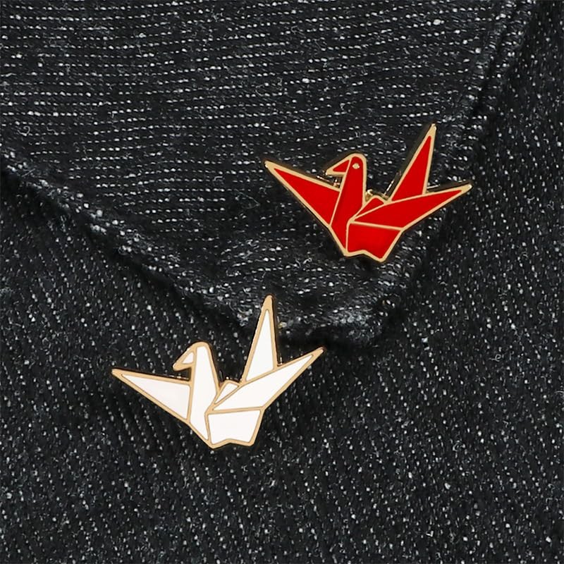 SHIDXIB 6Pcs Exquisite Enamel Alloy Brooch Set Delicate Paper Crane