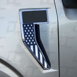 Decal Concepts American Flag Flat Black Fender Badge Emblem Accent Decal Kit - Compatible with F150 (2021-2025) (Flat Black)