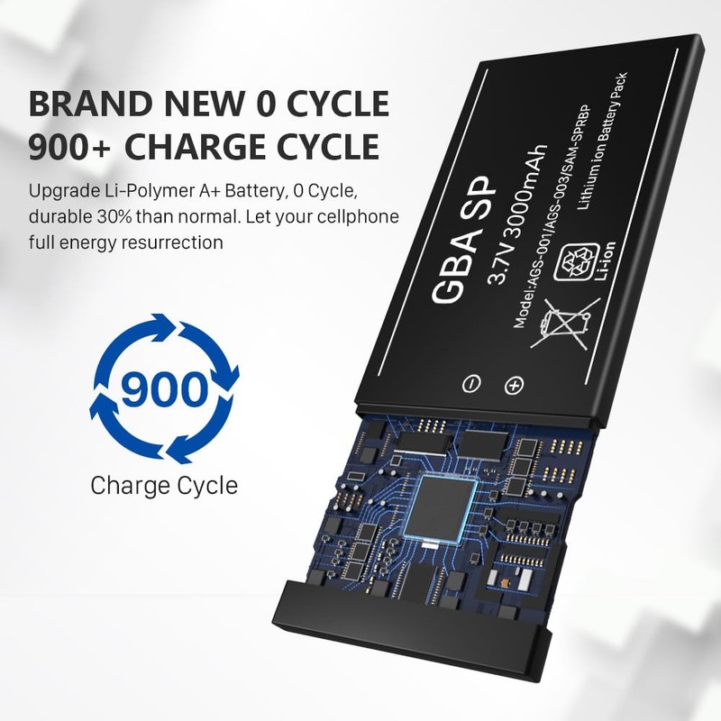 WAVYPO Upgraded 3000mah Battery for GBA SP, 2 Pack