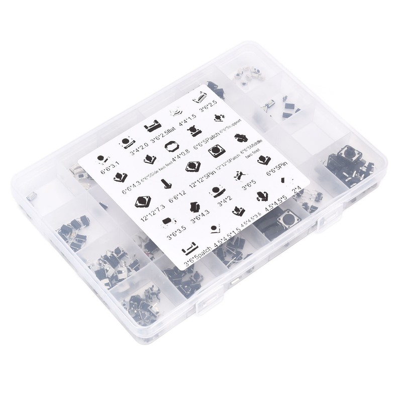250pcs Tact Push Switch Micro Combination Kit 25 Values Boxed