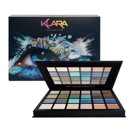 Klara Cosmetics 24 Shades Eyeshadow Palette festive luxury matte shimmer vibrant cool bold full color pigment long lasting collection, Bondi
