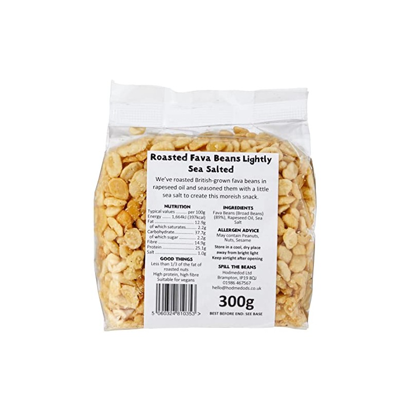 HODMEDOD'S Roasted Fava Beans - Lightly Sea Salted 300g (PACK