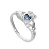 Sterling Silver & Tanzanite CZ Crystal December Birthstone Claddagh Ring