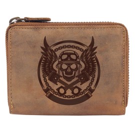 Greenburry Leather Biker Wallet - Women's Leather Wallet - Leather Women's Purse - Biker Purse for Women - 13 x 10 x 3 cm, brown, Vintage