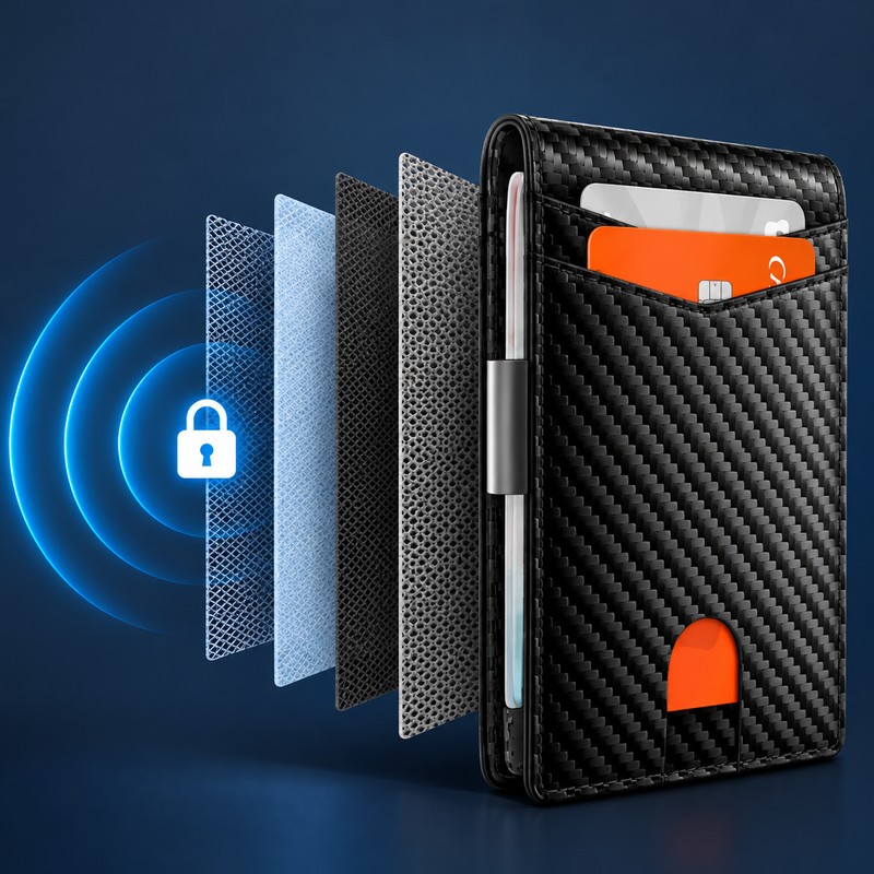 Carbon Fiber RFID Blocking Wallet for Men Slim Minimalist Card