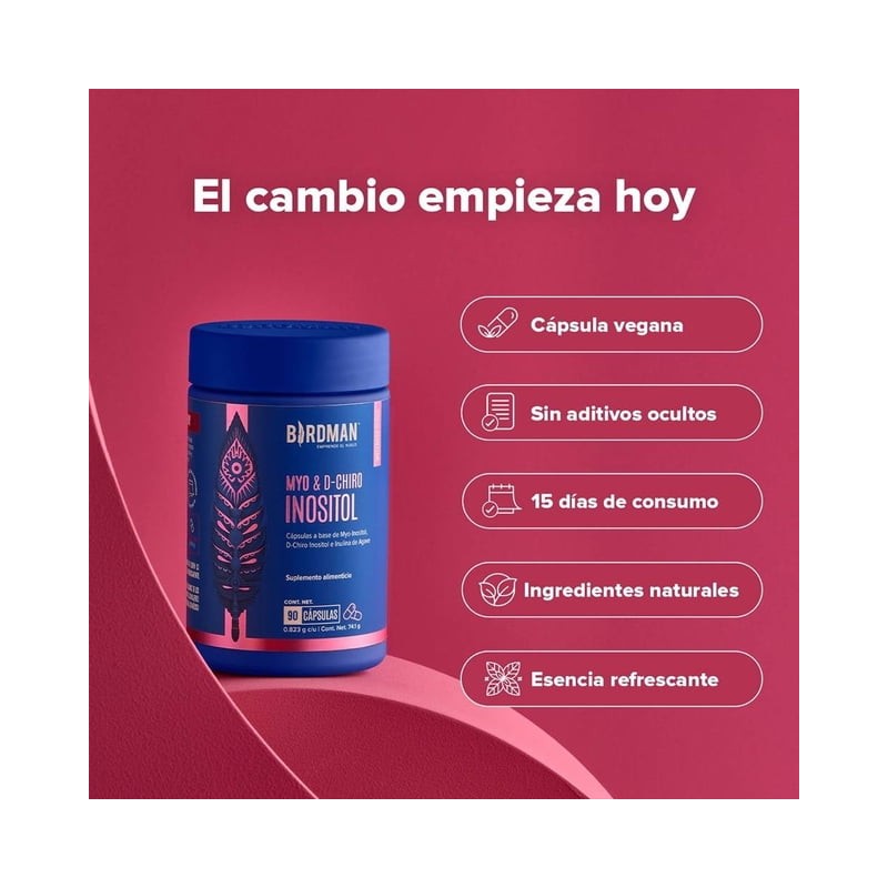 Suplemento Alimenticio Birdman Inositol Myo-Chiro Mezcla 90 Cap