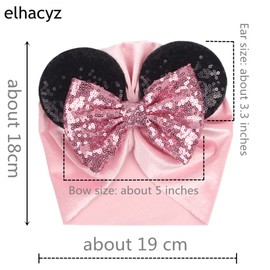 Baby Headbands Soft Velvet Newborn Glitter Bowknot Red Turban Caps Christmas Bow Baby Hats.(F1) (Red)