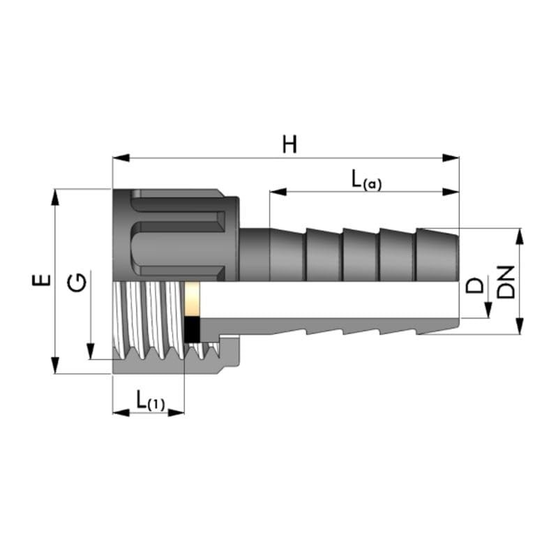 Hose Nozzle Female Thread Union Nut x Nozzle Size 1