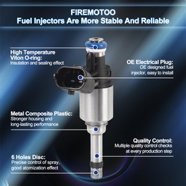 FIREMOTOO Fuel Injectors Pack of 4 6 Holes Compatible with Hyundai Accent Veloster 2012-2017 Sonata 2015-2017 Veloster Turbo 2013-2015 for Kia Rio 2012-2017 Soul 12-16 Forte Forte5 Turbo 14-16 1.6L L4