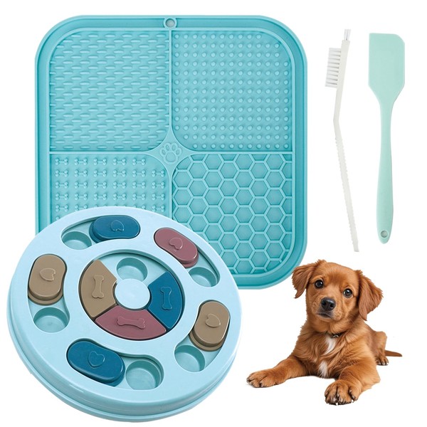 OT-NVWOZR Dog Puzzle Slow Feeder Toy with Licky Mat for