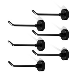 6Pcs Magnetic Hooks 1.7lb Neodymium Magnet Hooks for Cruise Cabin Refrigerator Garage Kitchen, No Drill Hanging Hooks, Long Black Magnetic Hook for Keys Towels Tools Kitchen Utensils