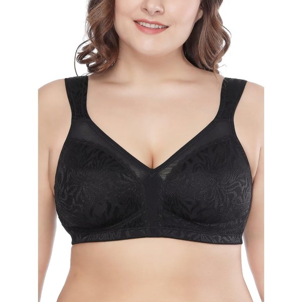 Deyllo Women's Full Coverage Plus Size Comfort Minimizer Bra Wirefree
