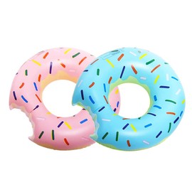 GotGala 2 Pack Donut Pool Floats for Kids, Inflatable Swim Rings Tubes for Summer Beach Water Floats Party Decorations