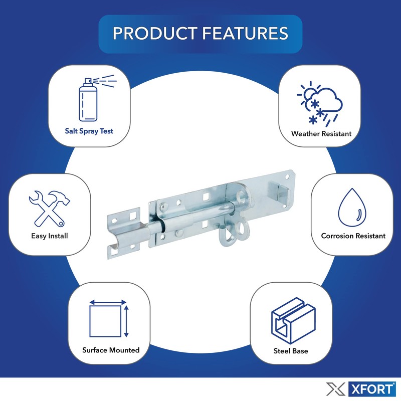 XFORT® 2 Pack Brenton Strong Sliding Lockable Padbolt 100mm (4")