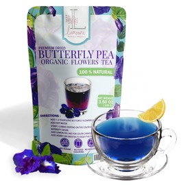 BIG VALUE PACK Blue Tea - Lamoone Premium Organic Dried Butterfly Pea, Purple Tea, Violet Tea, Non - GMO, 100g. (3.52 OZ) Rich Antioxidants. Natural Herbal Tea