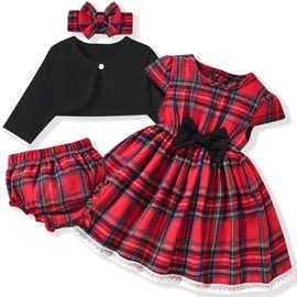 fioukiay Baby Girl Dress and Cardigan Set Infant Girl Bowknot Dresses Outfit Set Clothes with Diaper Cover Fall Winter, Preemie