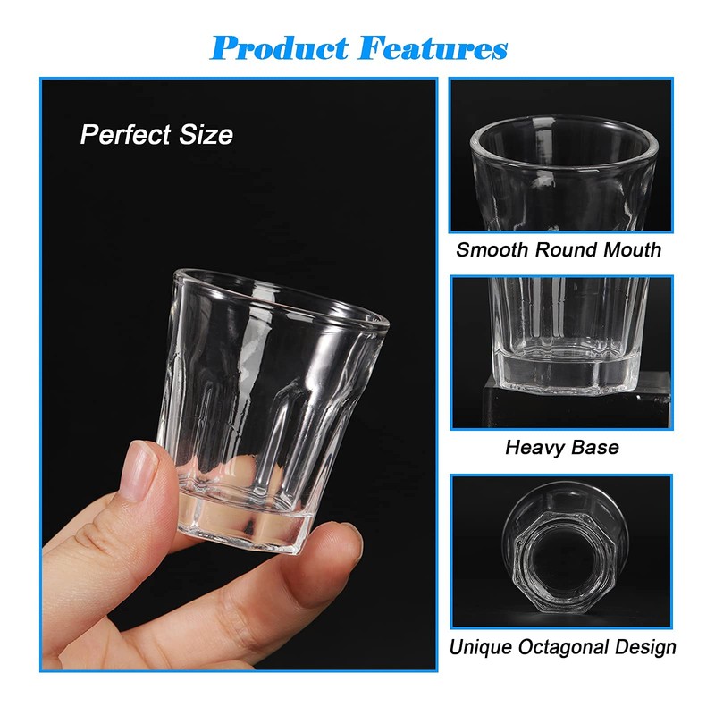 D&Z Shot Glasses, 1.5 Ounces (45 ml), Round Mouth and