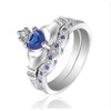 Finemall Women Fashion Jewelry 925 Sterling Silver Blue Sapphire Claddagh