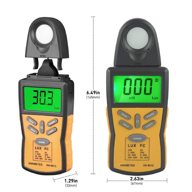 ANNMETER Digital Illuminance Meter, AN-881D Handheld Exposure Meter, Lumen Tester