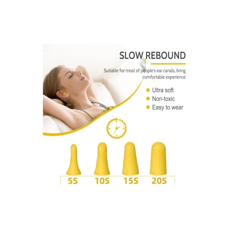 30 Pairs Soft Earplugs, Earplugs with 38 dB SNR for