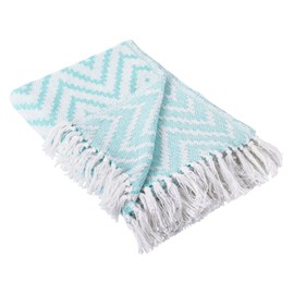 DII Rustic Farmhouse Throw Blanket with Decorative Tassles, Use for Chair, Couch, Bed, Picnic, Camping, Beach, & Just Staying Cozy at Home (50 x 60), Large Chevron Aqua
