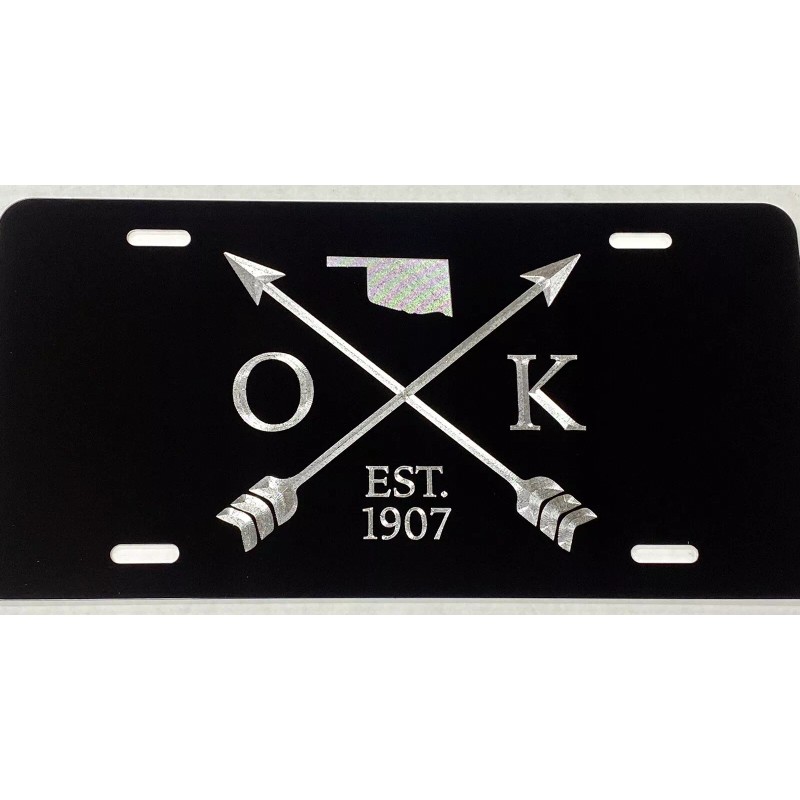Diamond Etched Products Engraved Oklahoma OK State Car Tag Diamond