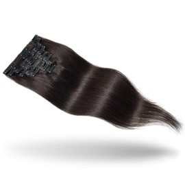 Rose bud Human Hair Extensions Clip in Real Hair 8Pcs 18 Clips Natural Dark Brown 12 Inch Remy Clip in Hair Extension Human Hair