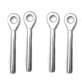 JY-MARINE Stainless Steel 316 Marine Eye End for 1/8",5/32",3/16" Diameter Wire Rope,Swage Eye Terminal end Fitting (4 Pack, for 5/32" Diameter Wire Rope)